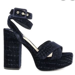Blue Velvet Platform Sandals